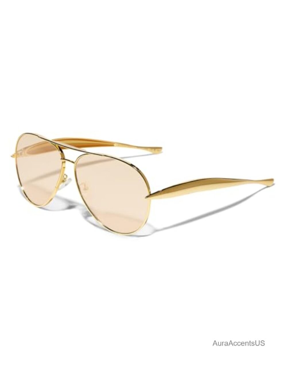 Oversized Gold Metal Aviator Sunglasses UV400 Retro 70s Women Men Unisex